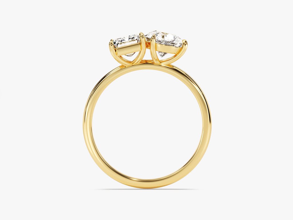 Pear cut engagement ring side view showing band detail