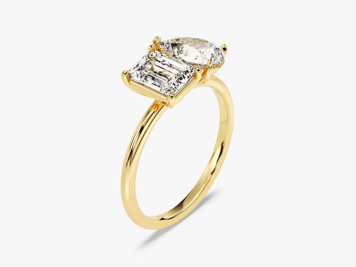 Side angle of pear solitaire diamond engagement ring