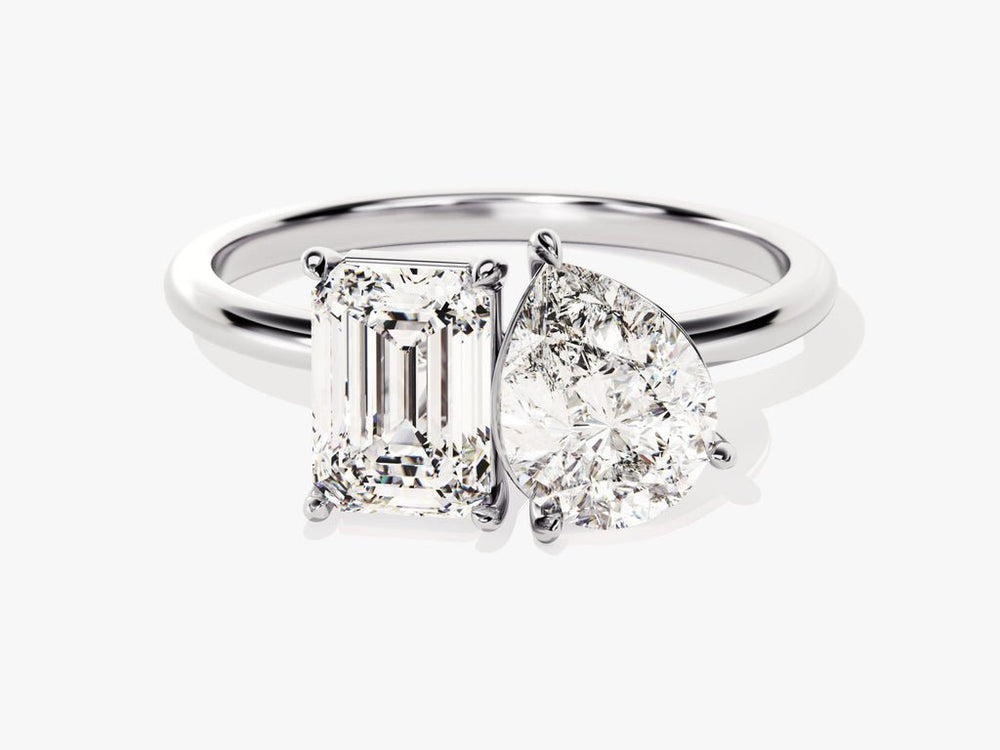 Detailed close-up of pear solitaire diamond engagement ring