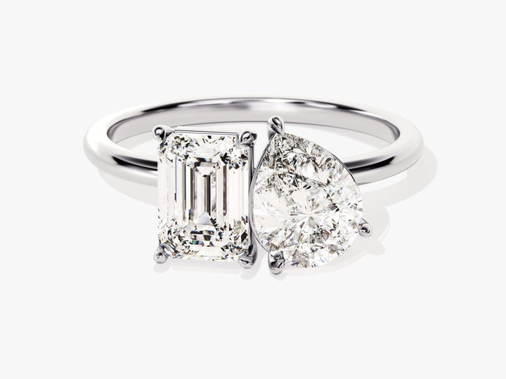 Detailed close-up of pear solitaire diamond engagement ring
