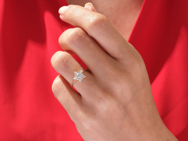 Round solitaire engagement ring with brilliant diamond sparkle