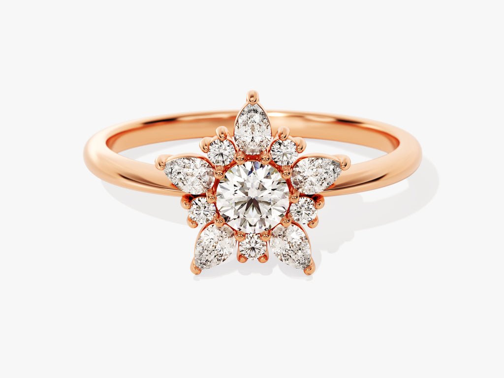 Fine craftsmanship detail on round solitaire engagement ring