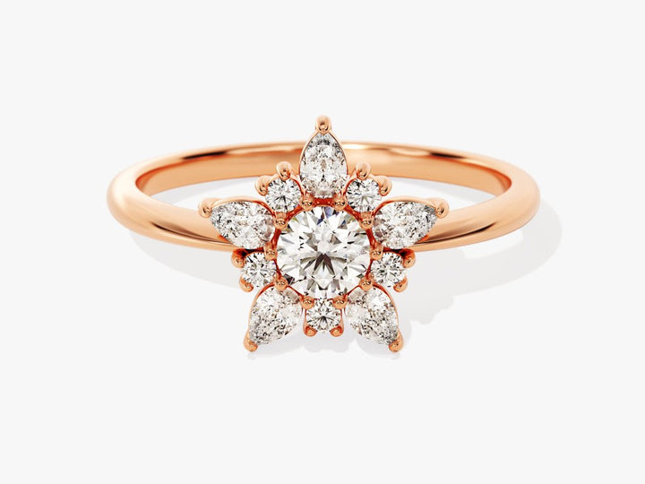 Fine craftsmanship detail on round solitaire engagement ring