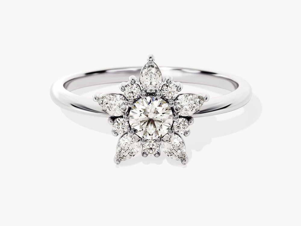 Handcrafted round cut solitaire lab grown diamond engagement ring