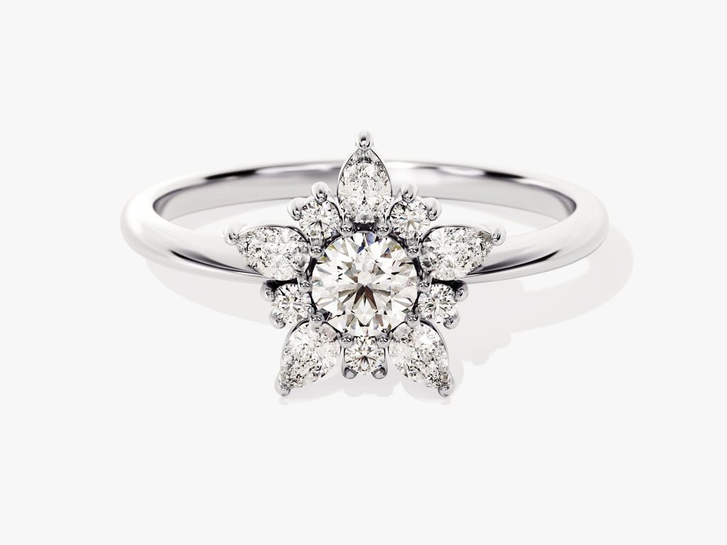 Handcrafted round cut solitaire lab grown diamond engagement ring