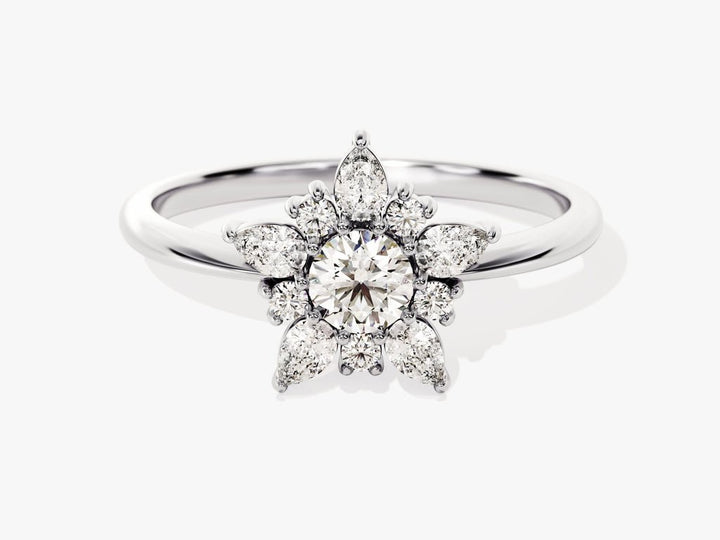 Handcrafted round cut solitaire lab grown diamond engagement ring