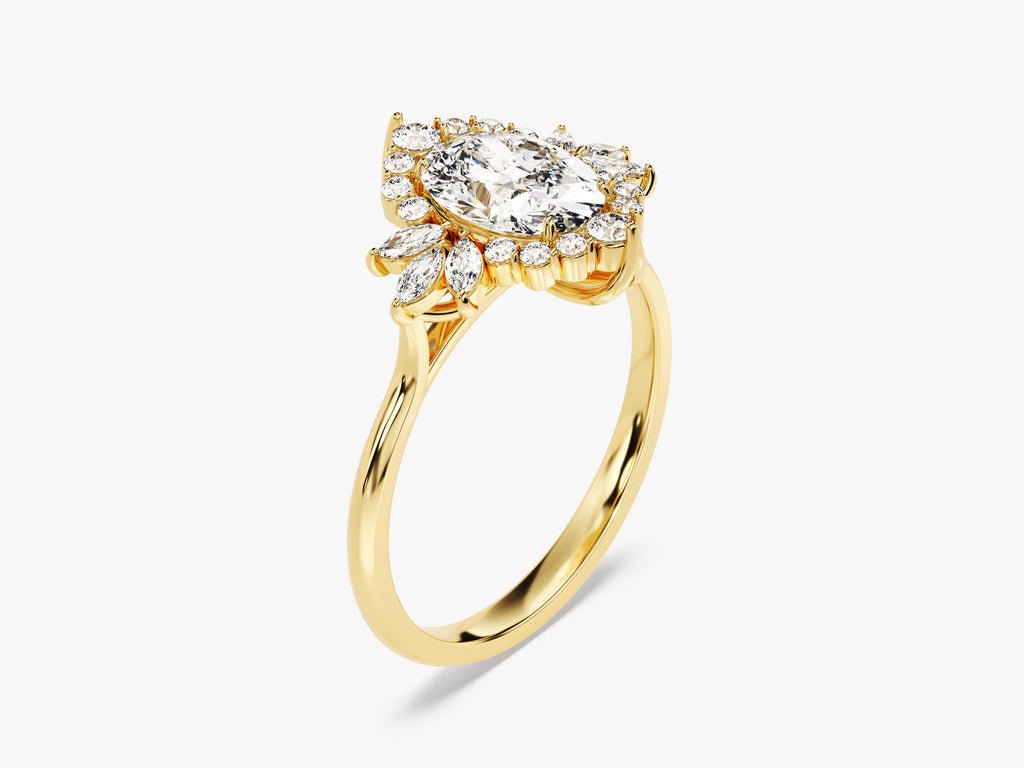 Oval cut engagement ring shown with authenticity certificate