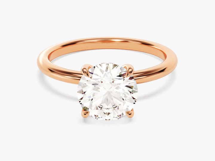 Round hidden halo engagement ring with brilliant diamond sparkle