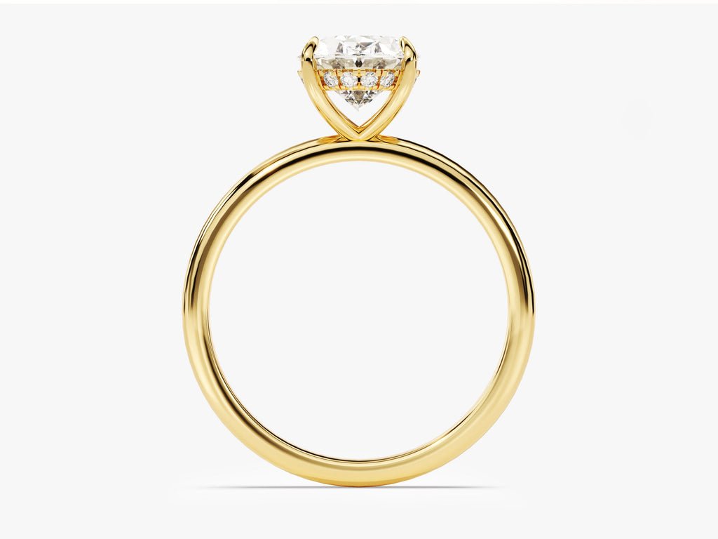 Oval hidden halo engagement ring with IGI certificate and packaging