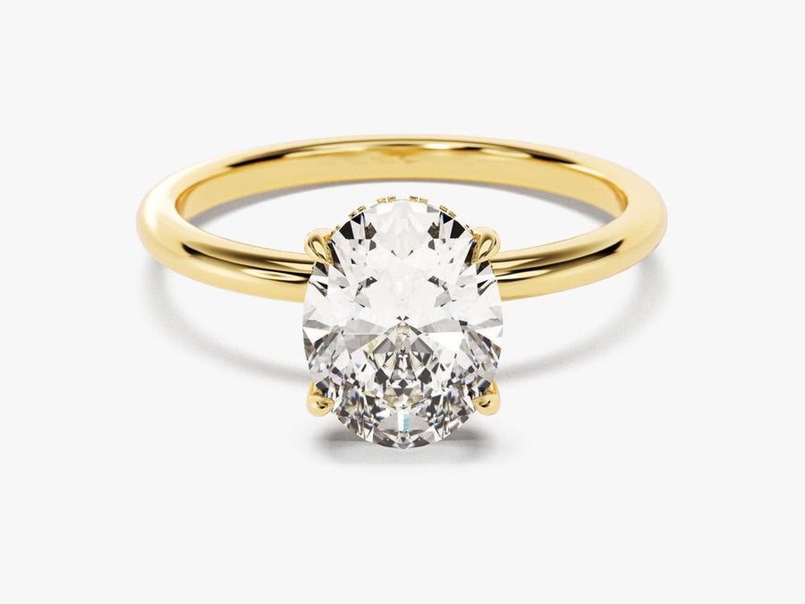2.0CT oval cut hidden halo engagement ring available to buy now