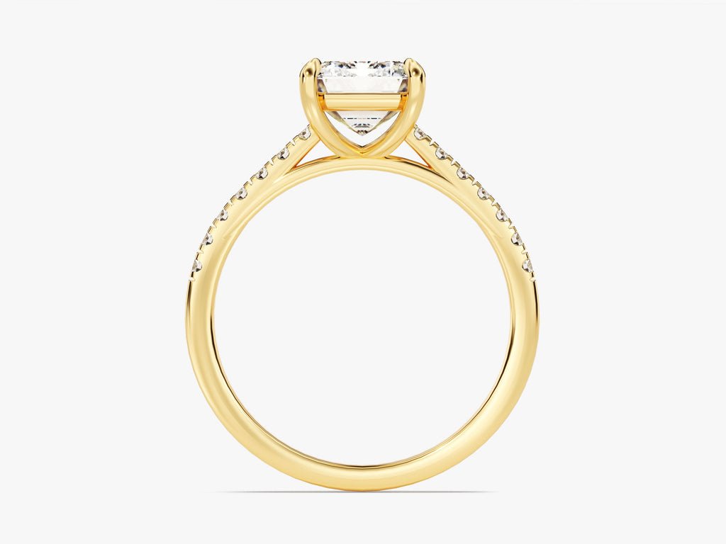 Emerald pave lab grown diamond ring in jewelry gift box