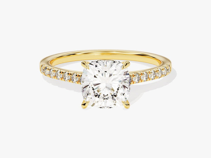 2.0CT cushion cut pave engagement ring available to buy now
