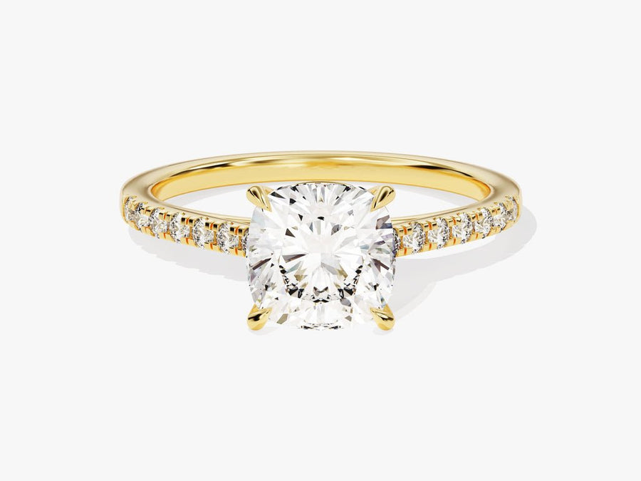 2.0CT cushion cut pave engagement ring available to buy now