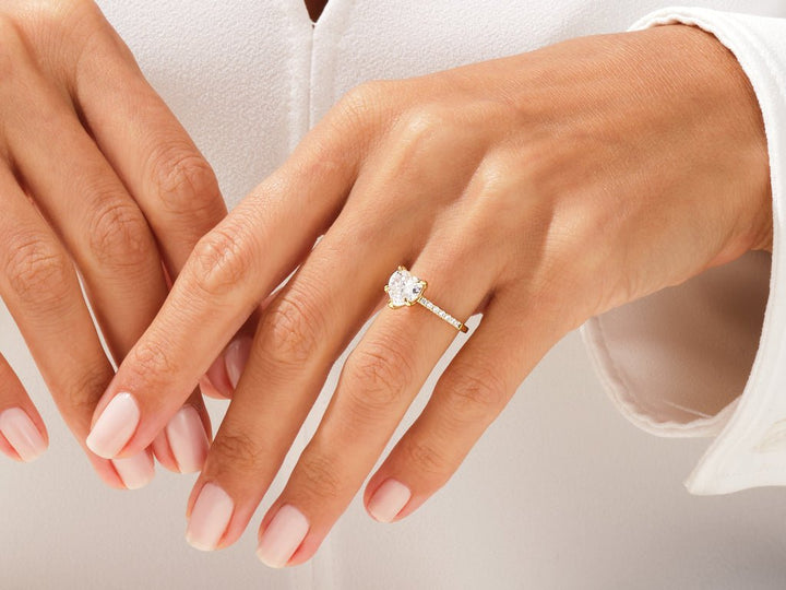 Heart pave lab grown diamond ring in jewelry gift box