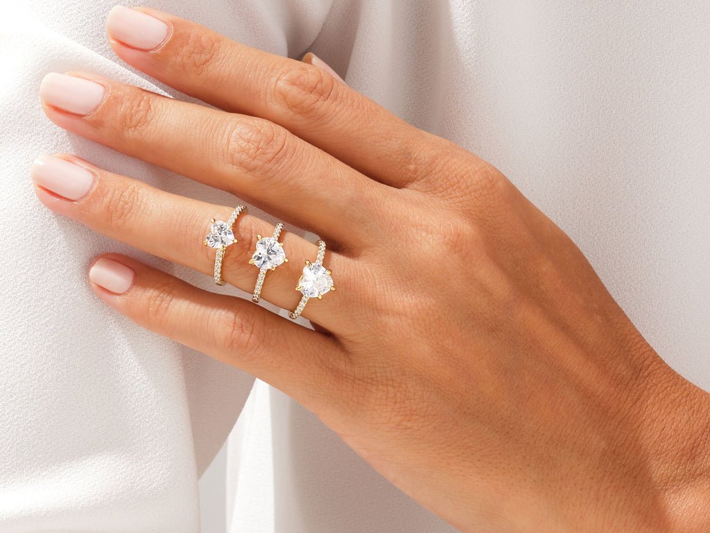 Shop the heart cut pave engagement ring collection online