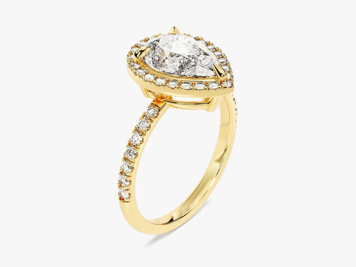 Pear pave engagement ring with certified lab grown diamond
