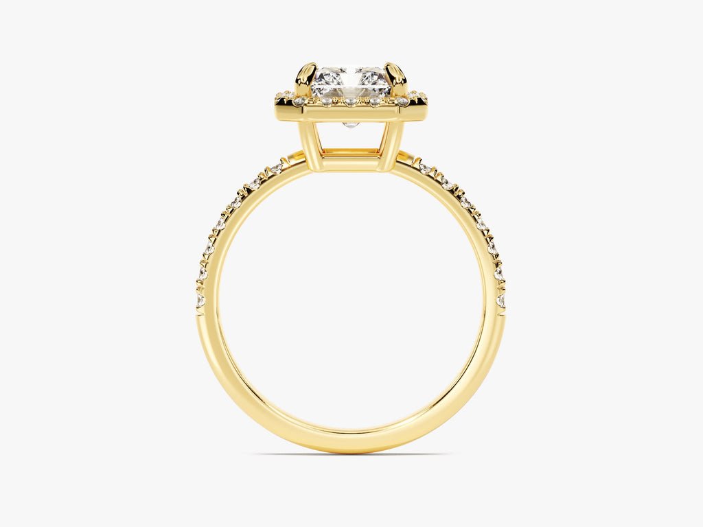 Buy radiant cut pave diamond engagement ring with free shipping