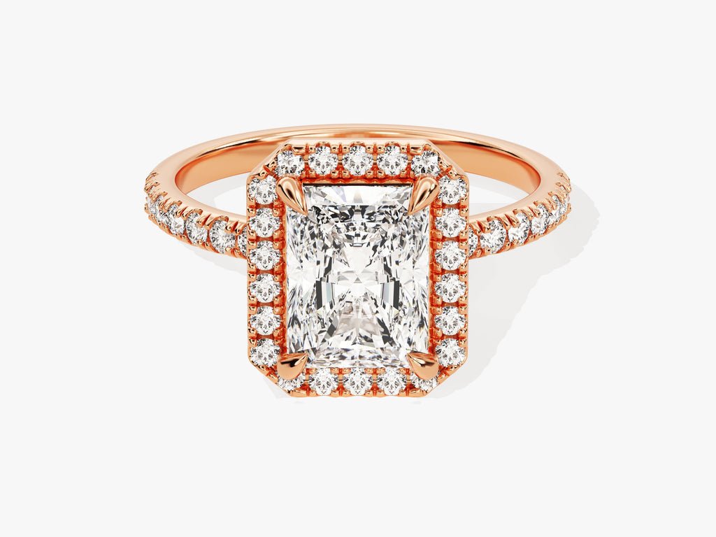 Shop radiant cut pave lab grown diamond engagement ring online