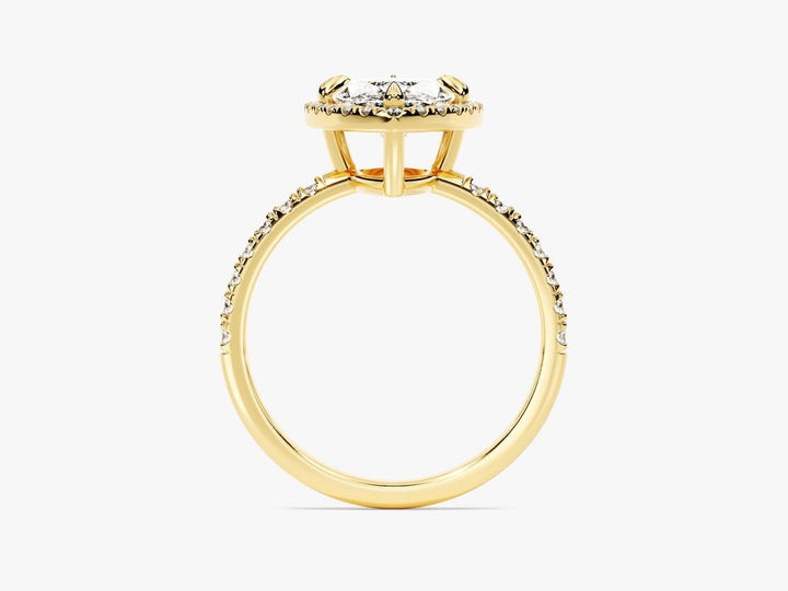 Marquise cut pave engagement ring shown in real-life wear