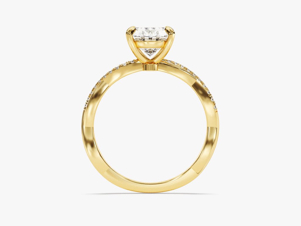 Oval pave ring set with an IGI graded diamond