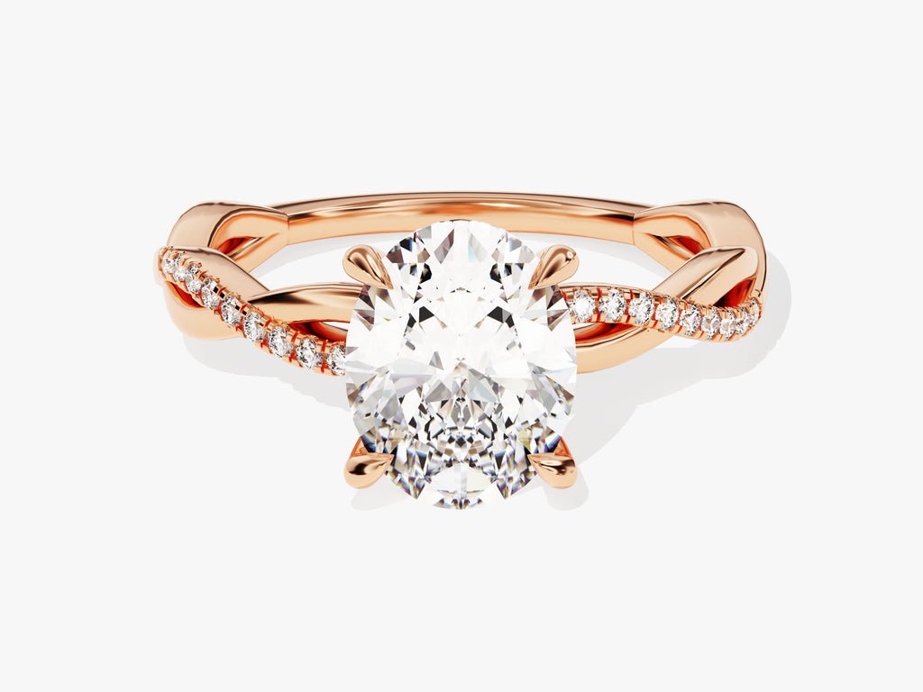 IGI certified oval cut diamond in pave engagement ring setting