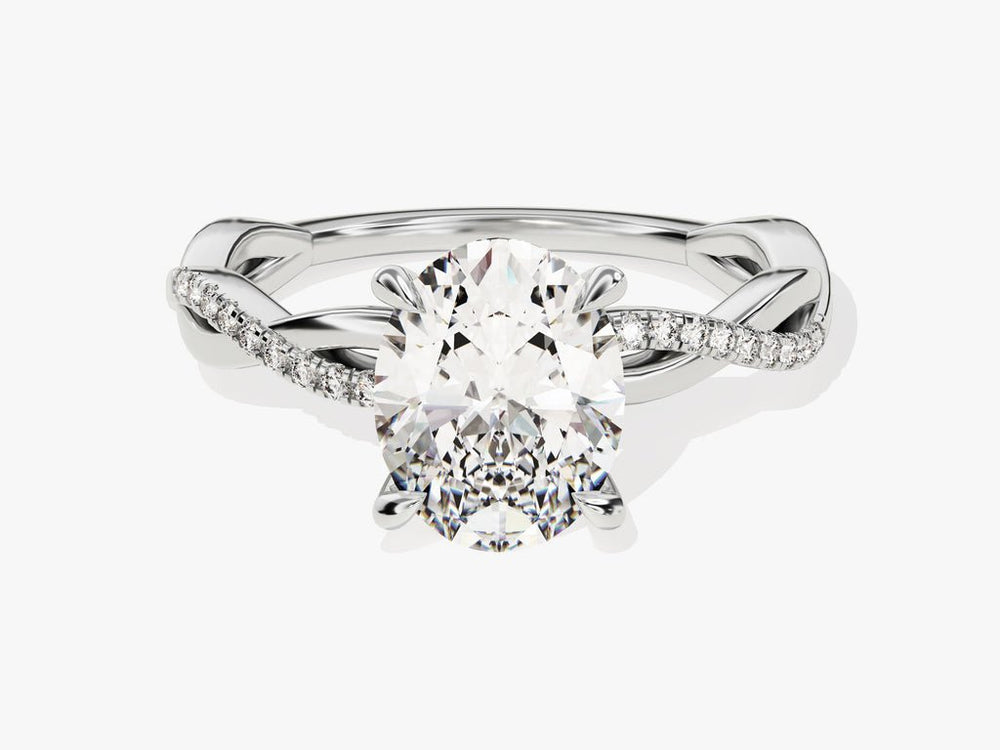 Oval cut pave engagement ring with IGI certified center diamond