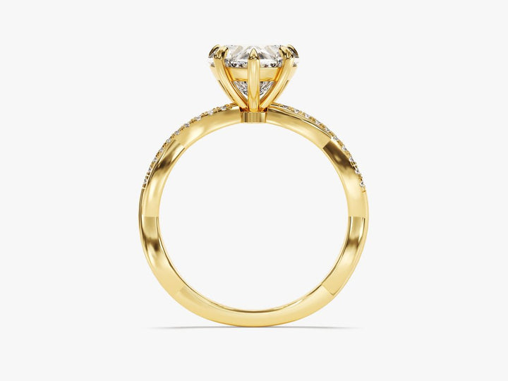 Heart cut solitaire engagement ring with IGI certified center diamond