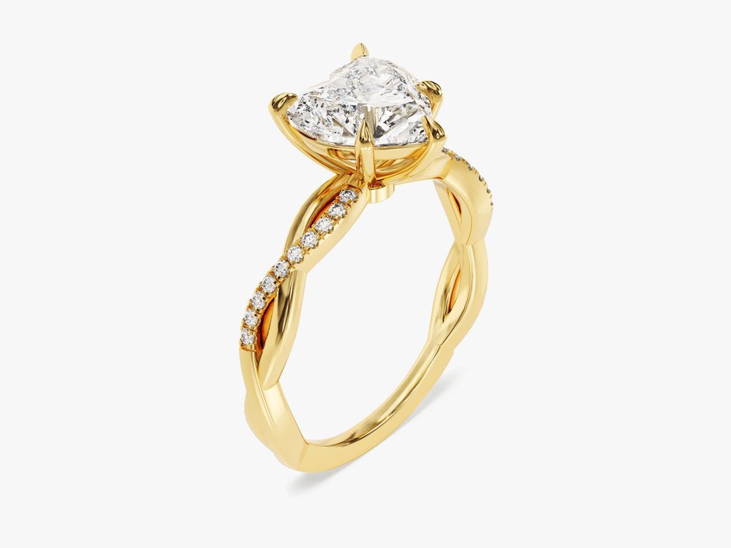 IGI certified heart cut diamond in solitaire engagement ring setting
