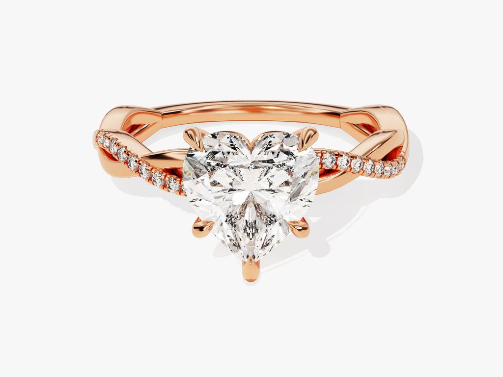 Heart solitaire lab grown diamond ring fitted on finger