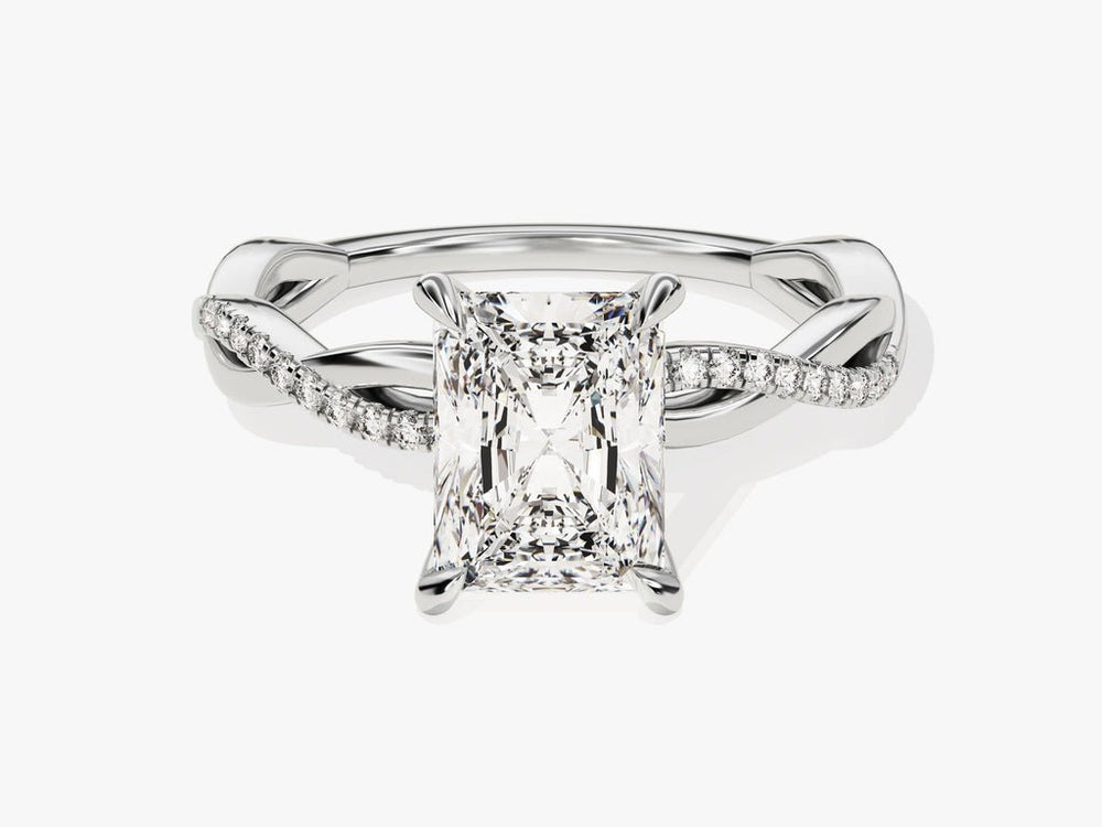 Radiant pave engagement ring with brilliant diamond sparkle