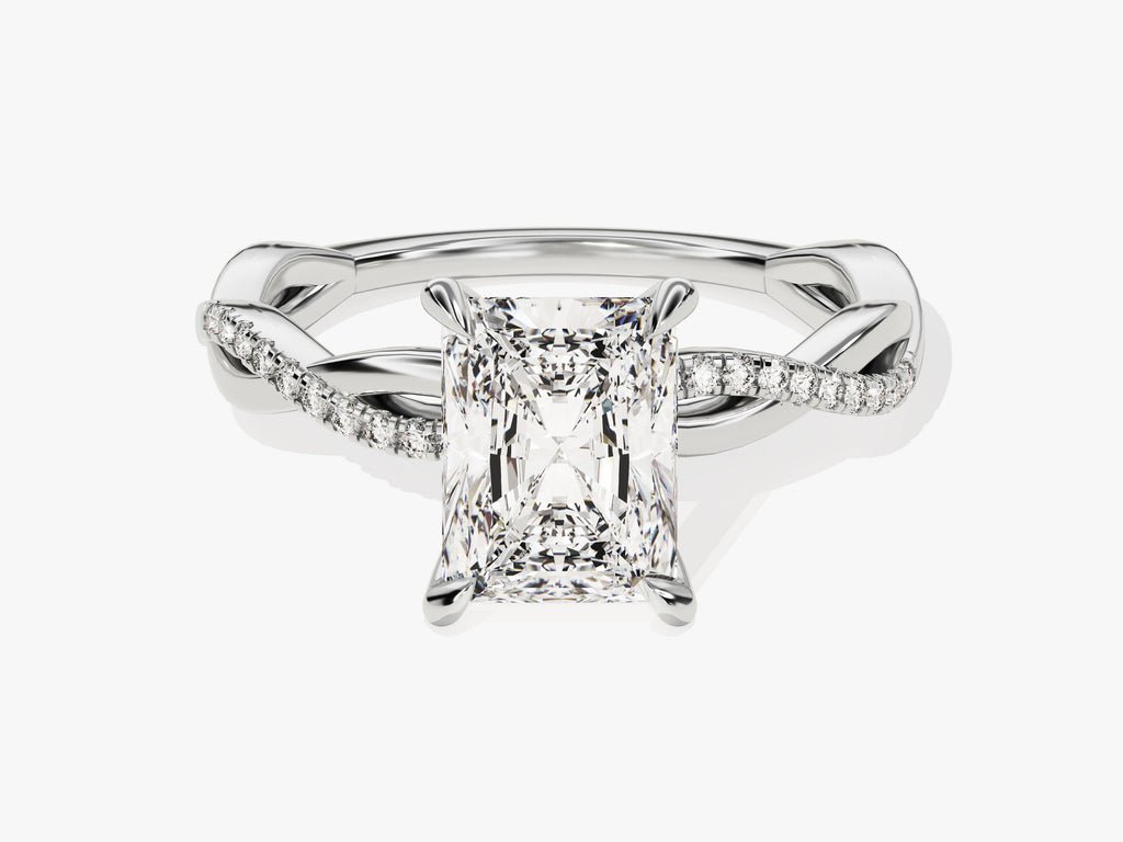 Radiant pave engagement ring with brilliant diamond sparkle