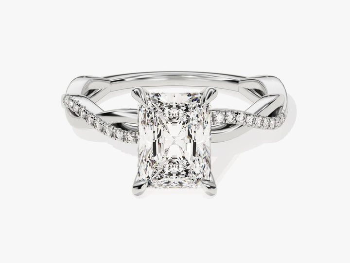 Radiant pave engagement ring with brilliant diamond sparkle