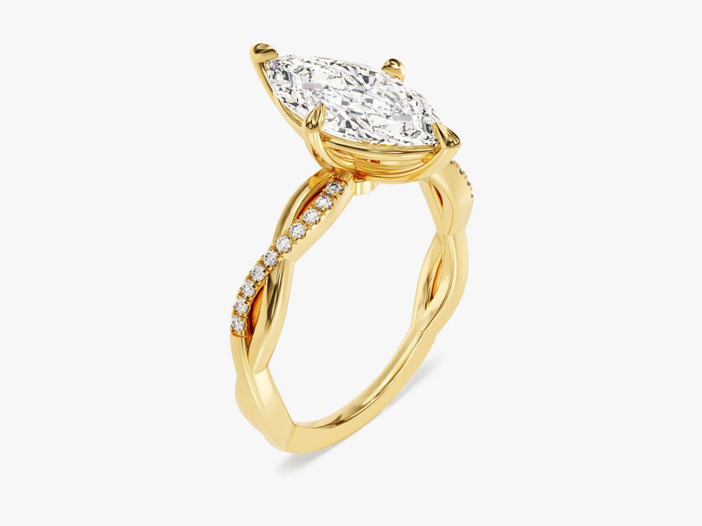 Marquise pave lab grown diamond ring fitted on finger