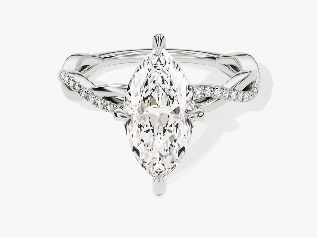 Marquise pave engagement ring viewed from the side