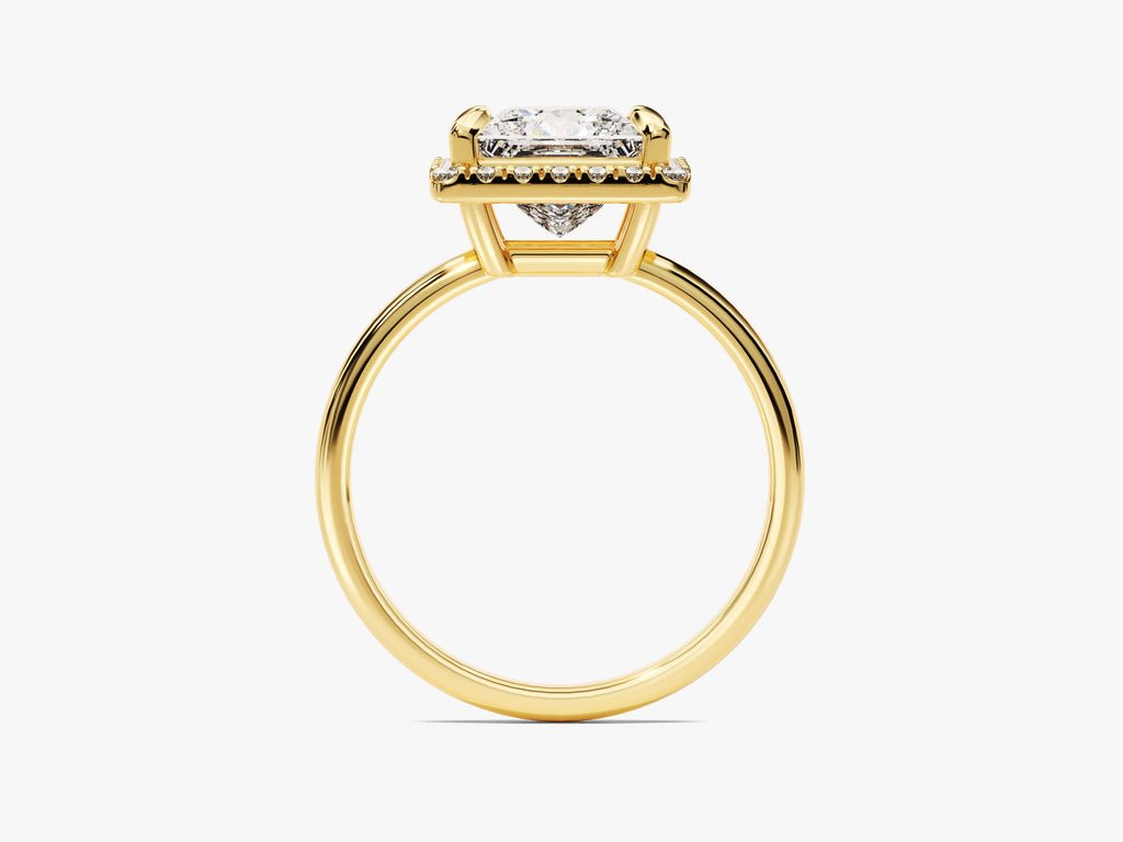 Princess cut engagement ring shown with authenticity certificate
