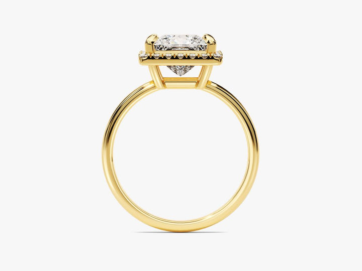 Princess cut engagement ring shown with authenticity certificate