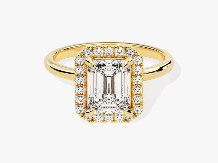 Buy 2.0CT emerald halo lab grown diamond engagement ring online