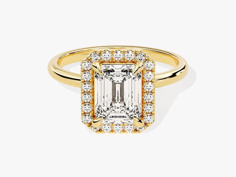 Buy 2.0CT emerald halo lab grown diamond engagement ring online
