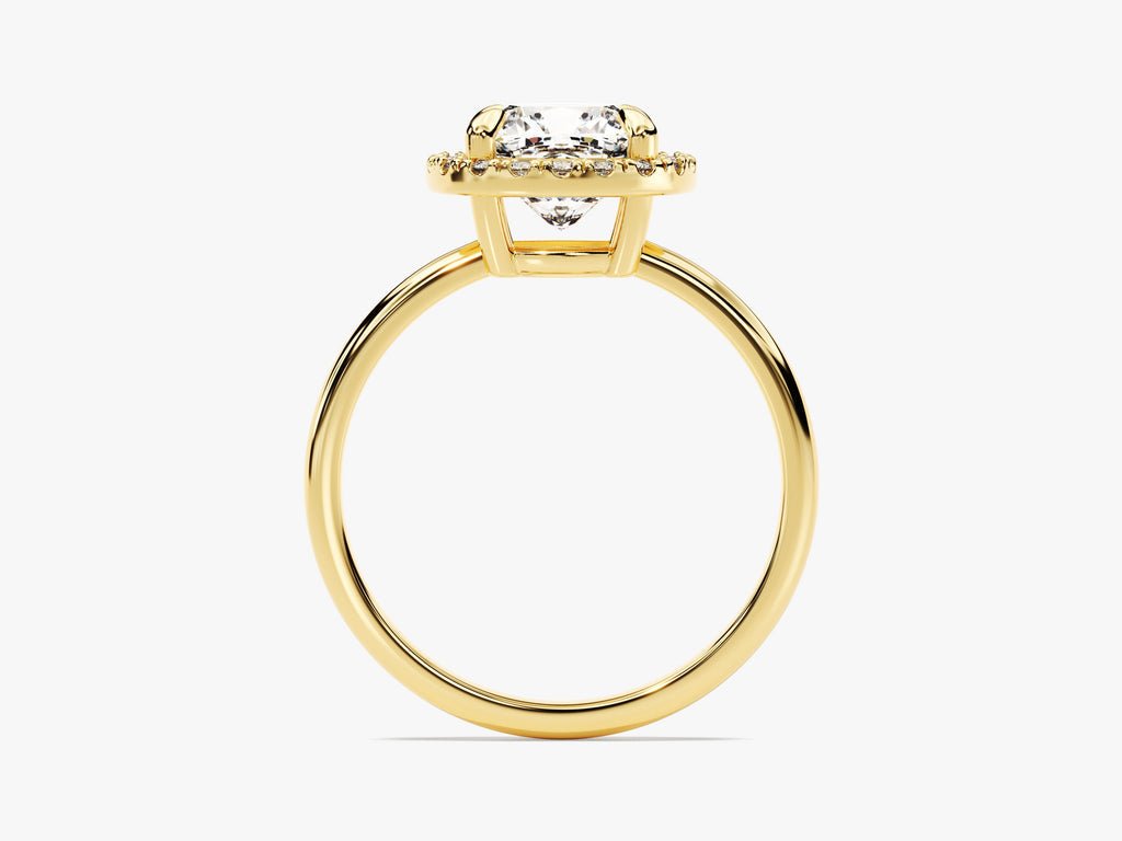 Cushion cut halo engagement ring with IGI certified center diamond