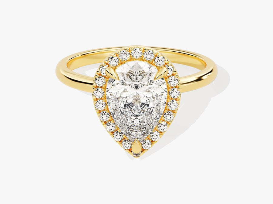 Buy 2.0CT pear halo lab grown diamond engagement ring online