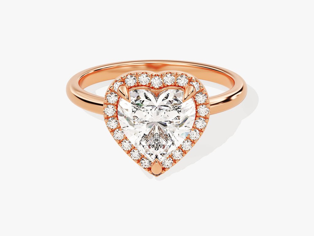 Heart cut halo engagement ring with IGI certified center diamond