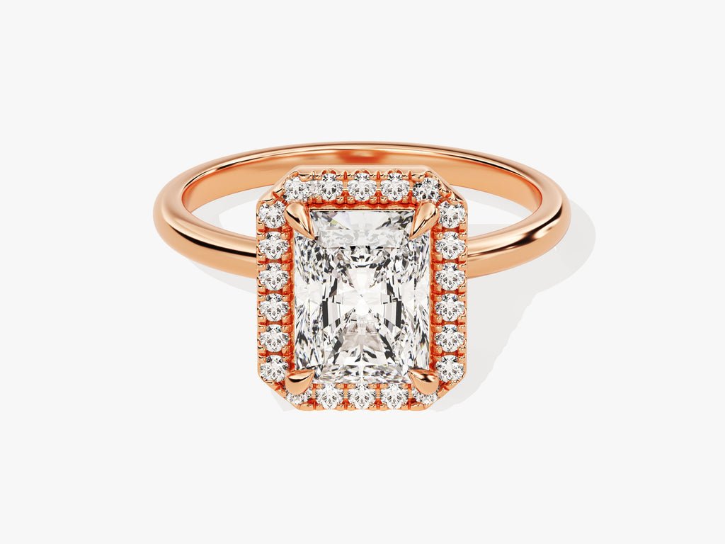 Radiant cut diamond ring worn on hand