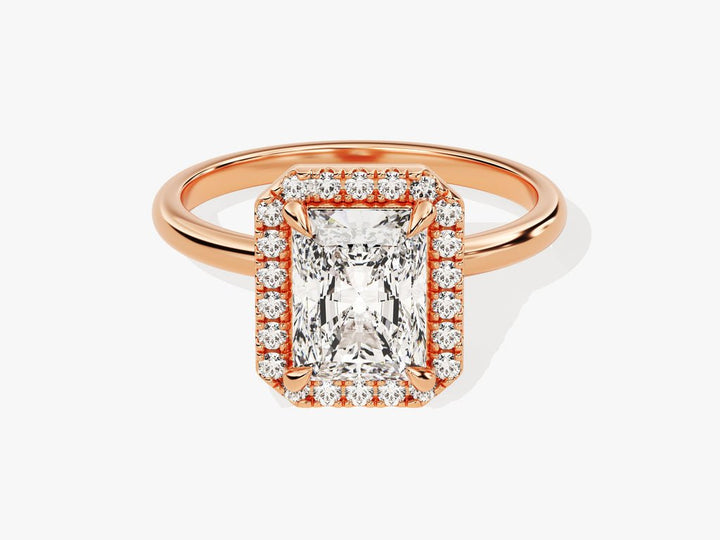 Radiant cut diamond ring worn on hand