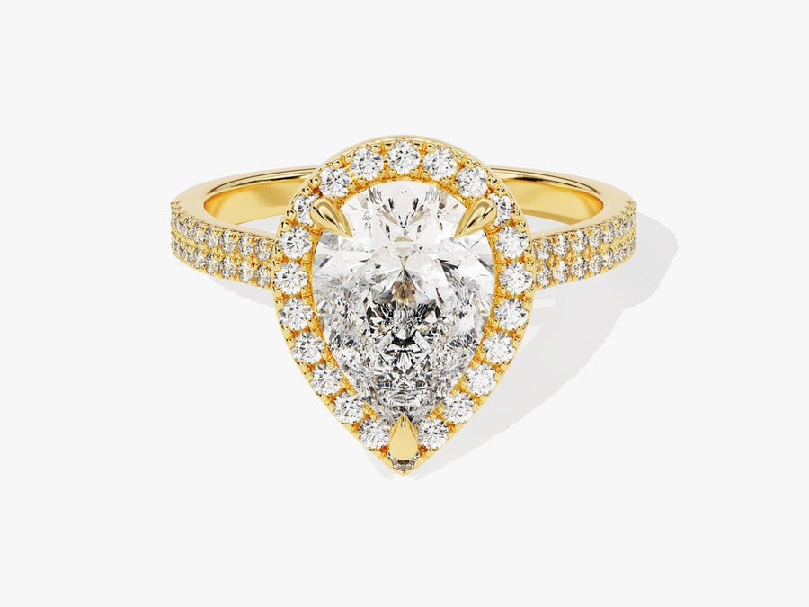 2.0CT pear pave lab grown diamond engagement ring for sale