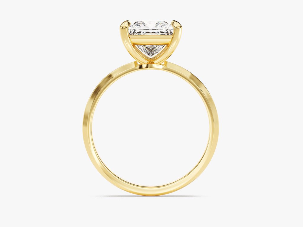 Fine craftsmanship detail on princess solitaire engagement ring