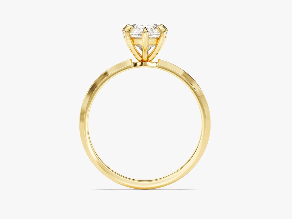 Top-down view of pear cut solitaire engagement ring