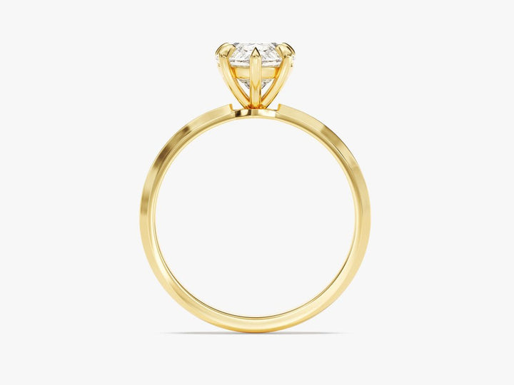 Top-down view of pear cut solitaire engagement ring