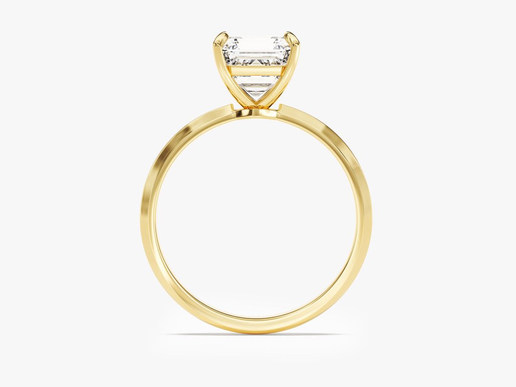 Asscher solitaire engagement ring finished in polished solid gold