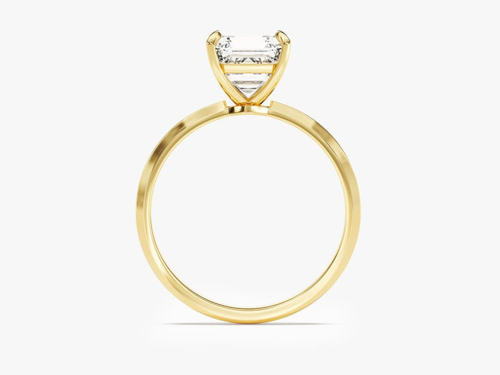 Asscher solitaire engagement ring finished in polished solid gold