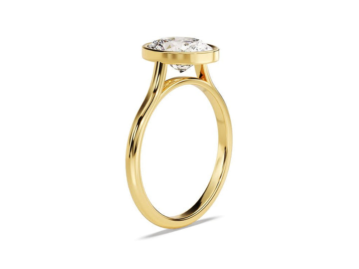 Premium oval cut bezel engagement ring crafted in solid gold
